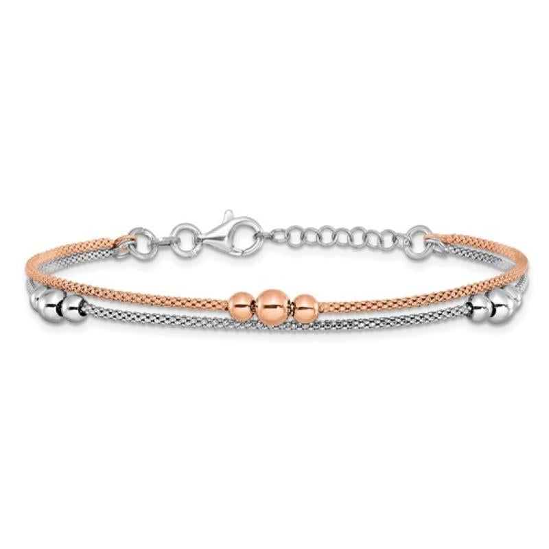 Distinctive Sterling Silver Rhodium Plated Double Bracelet