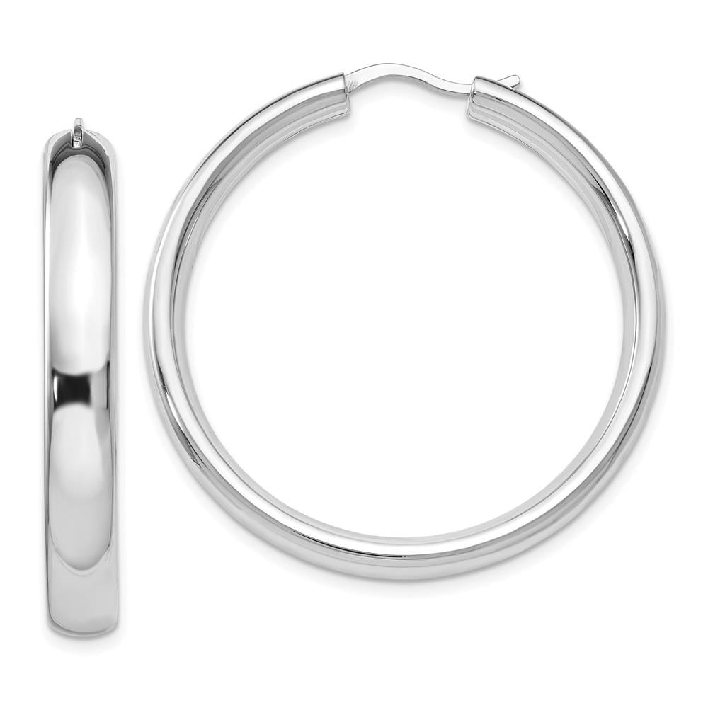 Distinctive Sterling Silver Rhodium-plated 5mm Half Round Tube Earrings