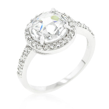 Completely Bella Classic Cushion Halo Style Engagement Ring(6,Silver, Clear)