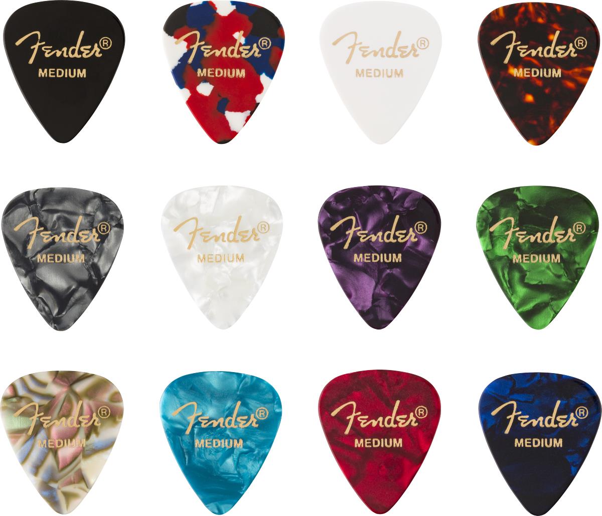 Fender 351 Celluloid Medley - 12 Medium Picks