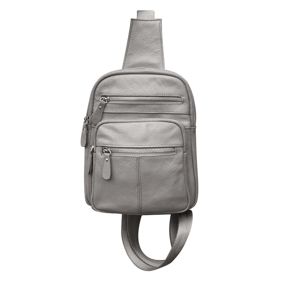Roma Leathers Modern Leather Sling Bag Gray