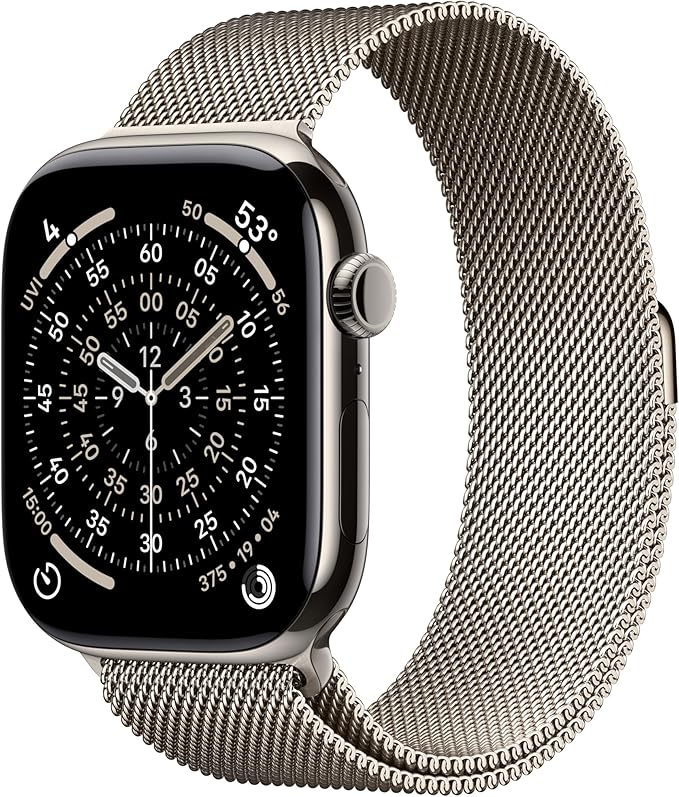 Apple Watch Series 11 GPS + Cellular 46mm Natural Titanium Case with Natural Milanese Loop - S/M