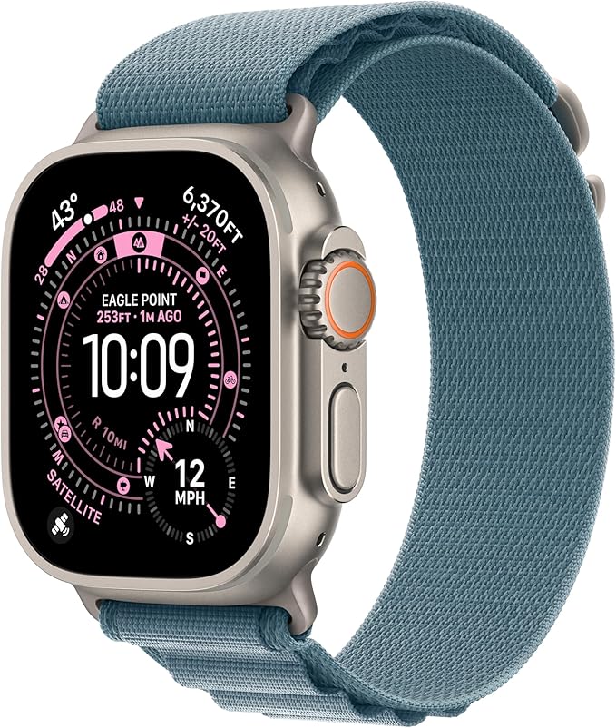 Apple Watch Ultra 3 GPS + Cellular 49mm Natural Titanium Case with Light Blue Alpine Loop - Medium
