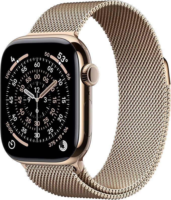 Apple Watch Series 11 GPS + Cellular 42mm Gold Titanium Case with Gold Milanese Loop