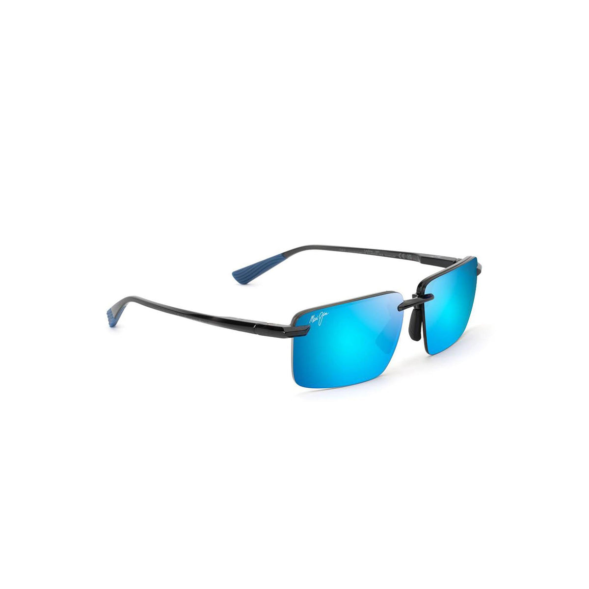 Maui Jim Laulima Polarized Sunglasses Shiny Dark Gray Frame Blue Hawaii Lens