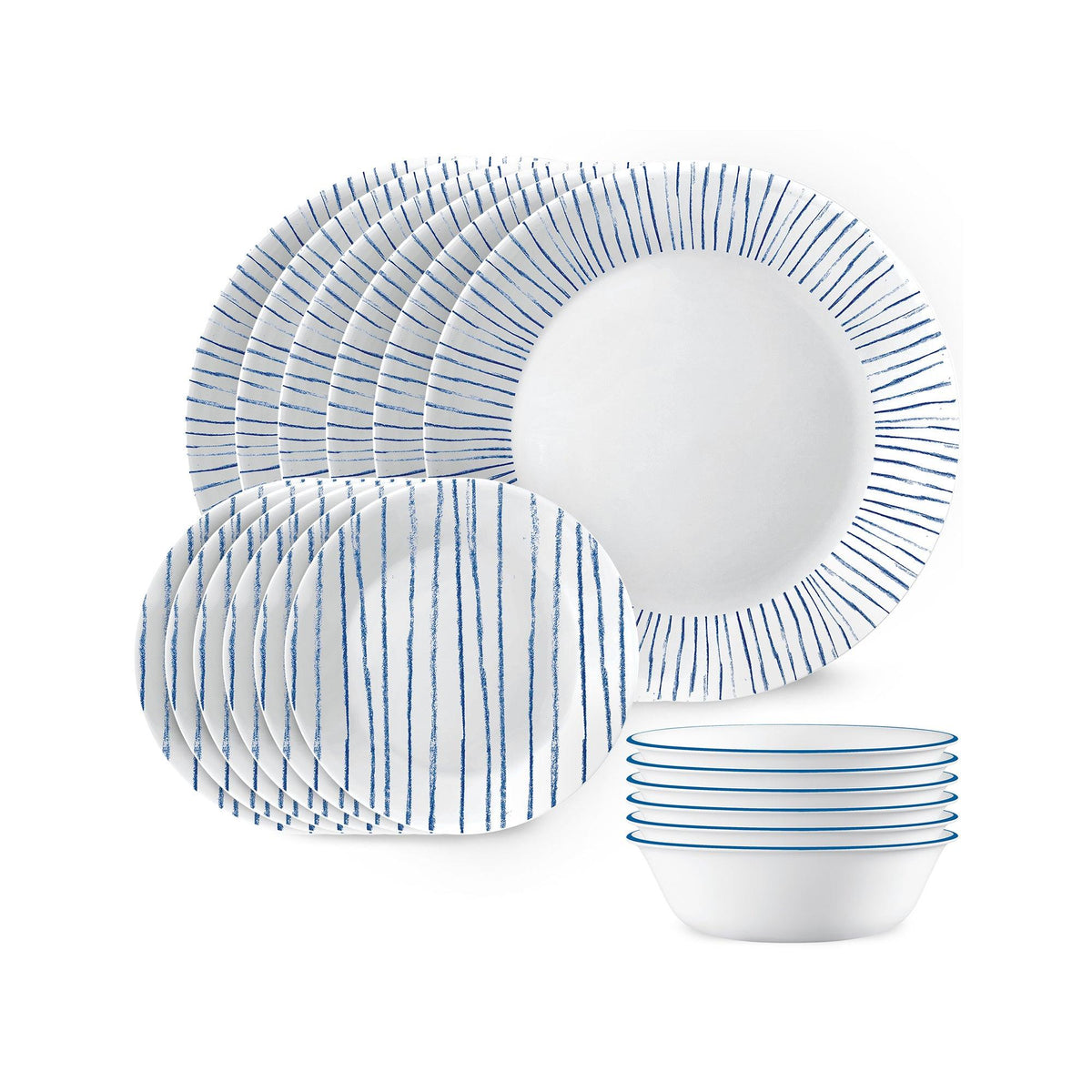 Corelle Botanical Stripes Classic Pattern 18pc Dinnerware Set