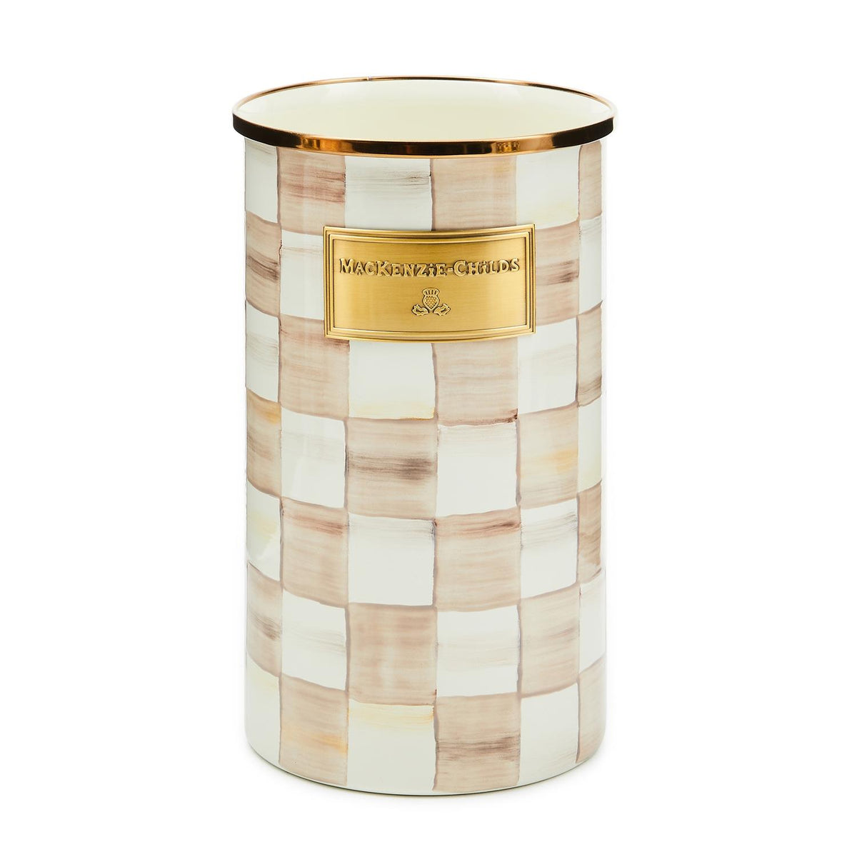 MacKenzie Childs Mocha Check Utensil Holder