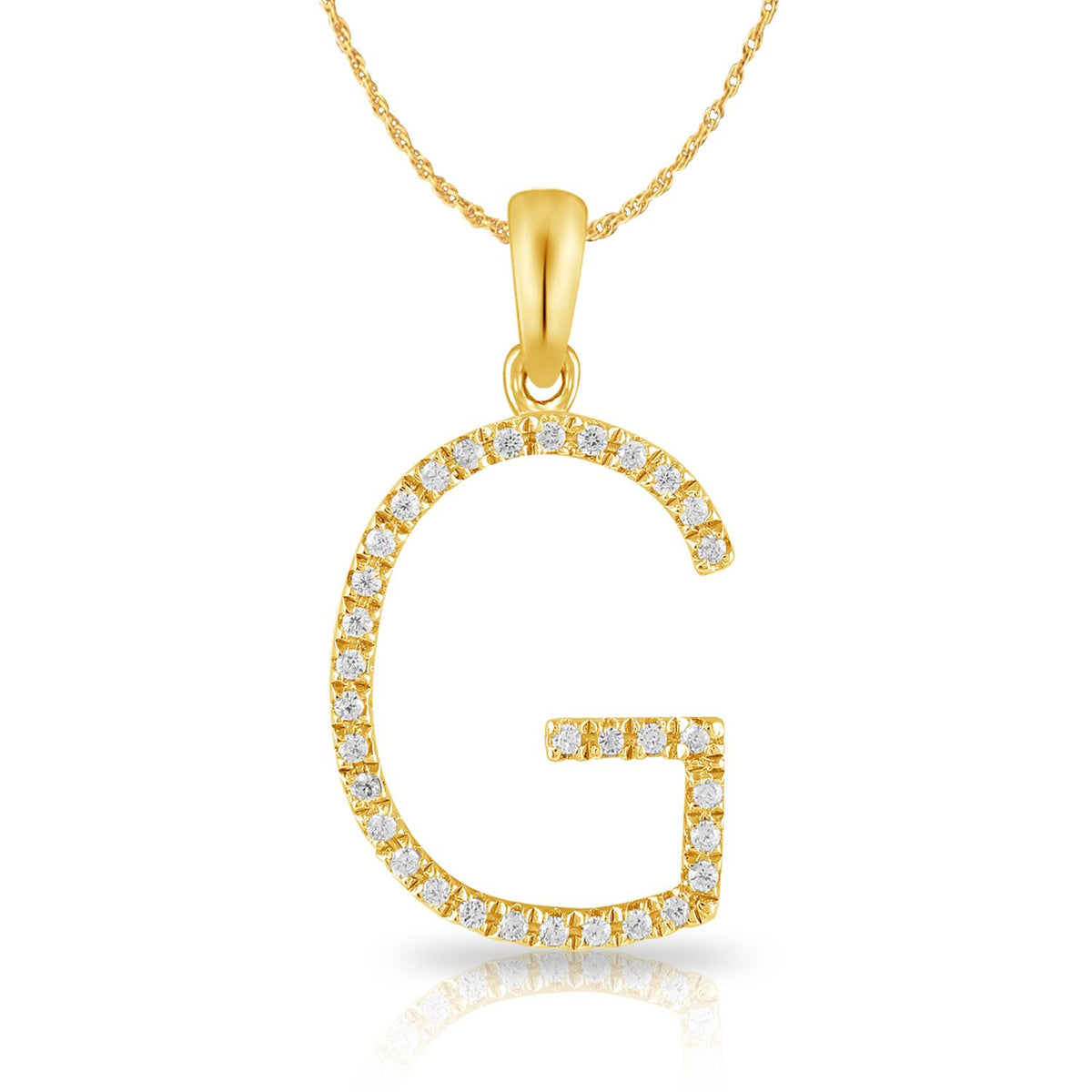 PARIKHS Diamond Initial Pendant Alphabet 'G' in 10K Yellow Gold 0.10 ct , IJK color - I3 clarity