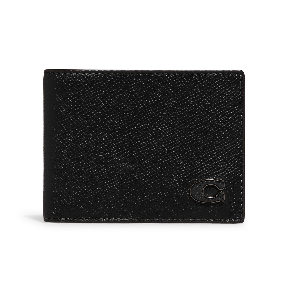 COACH Mens Crossgrain Leather Slim Billfold - Black