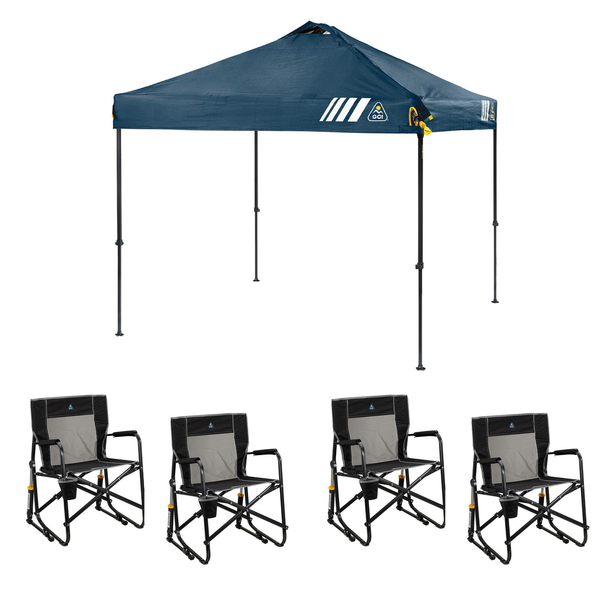 GCI Outdoor 4 Freestyle Rocker - Black (37010) & 1 LevrUp Canopy w/Carry Bag - Navy (88015)