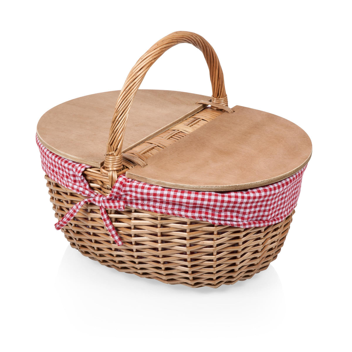 Picnic Time Country Basket - Red & White Gingham Pattern