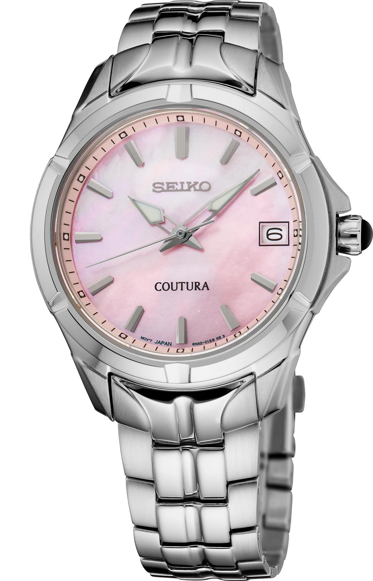 Seiko Coutura SS Quartz Pink MOP Dial, Silver case and bracelet
