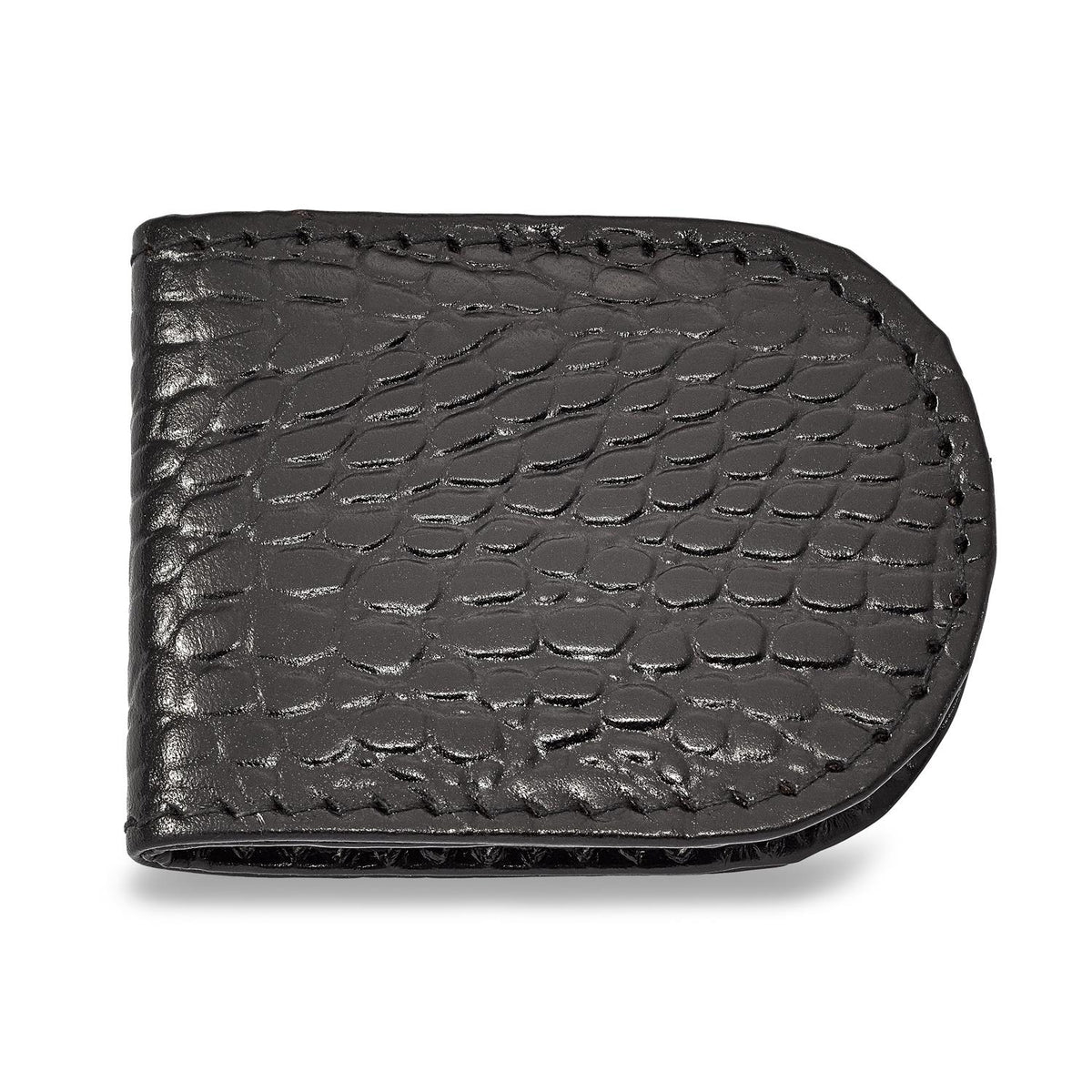 Distinctive Gifts Black Leather Crocodile Grain Money Clip