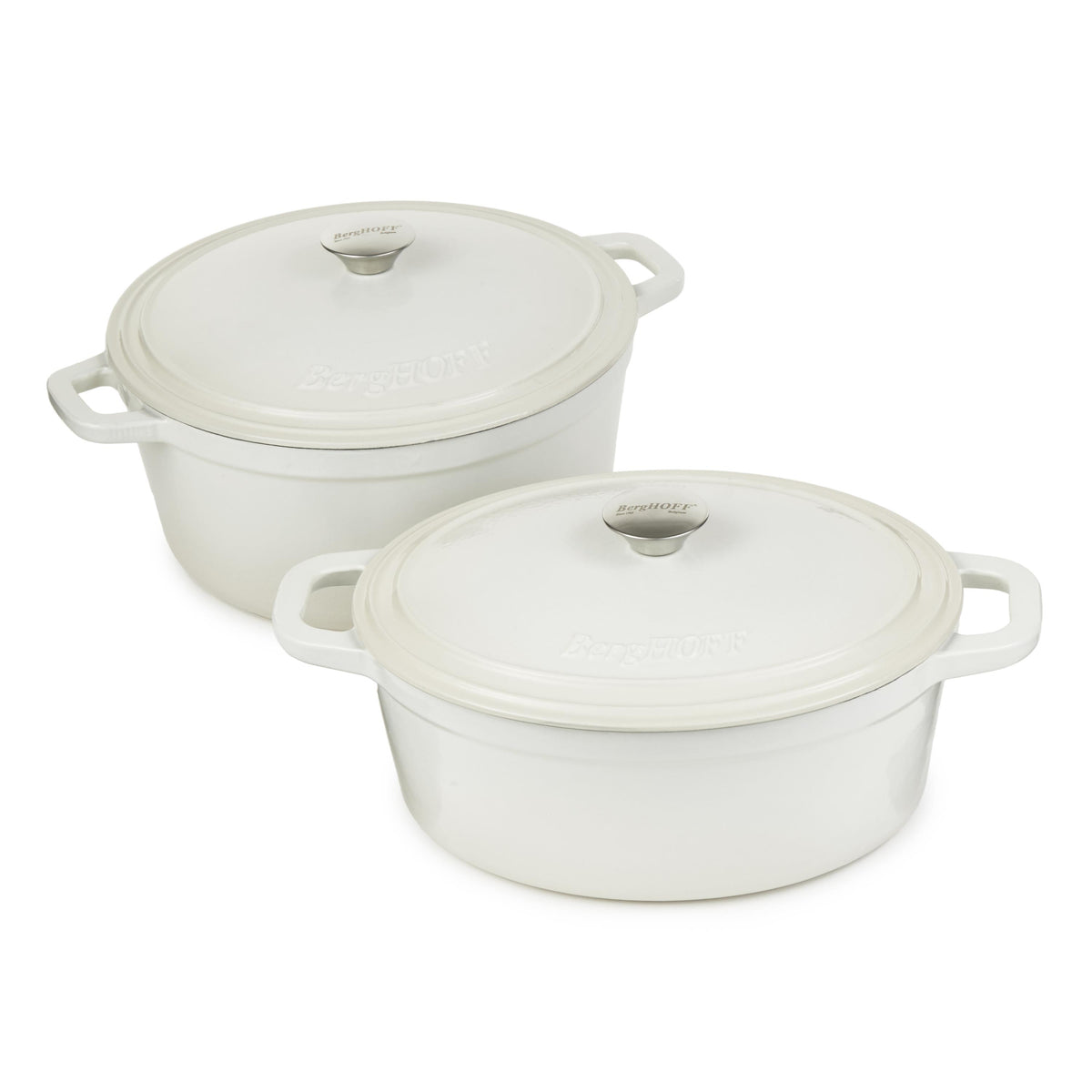 BergHOFF Neo 4pc Cast Iron Cookware Set, 5qt. & 7qt.,White