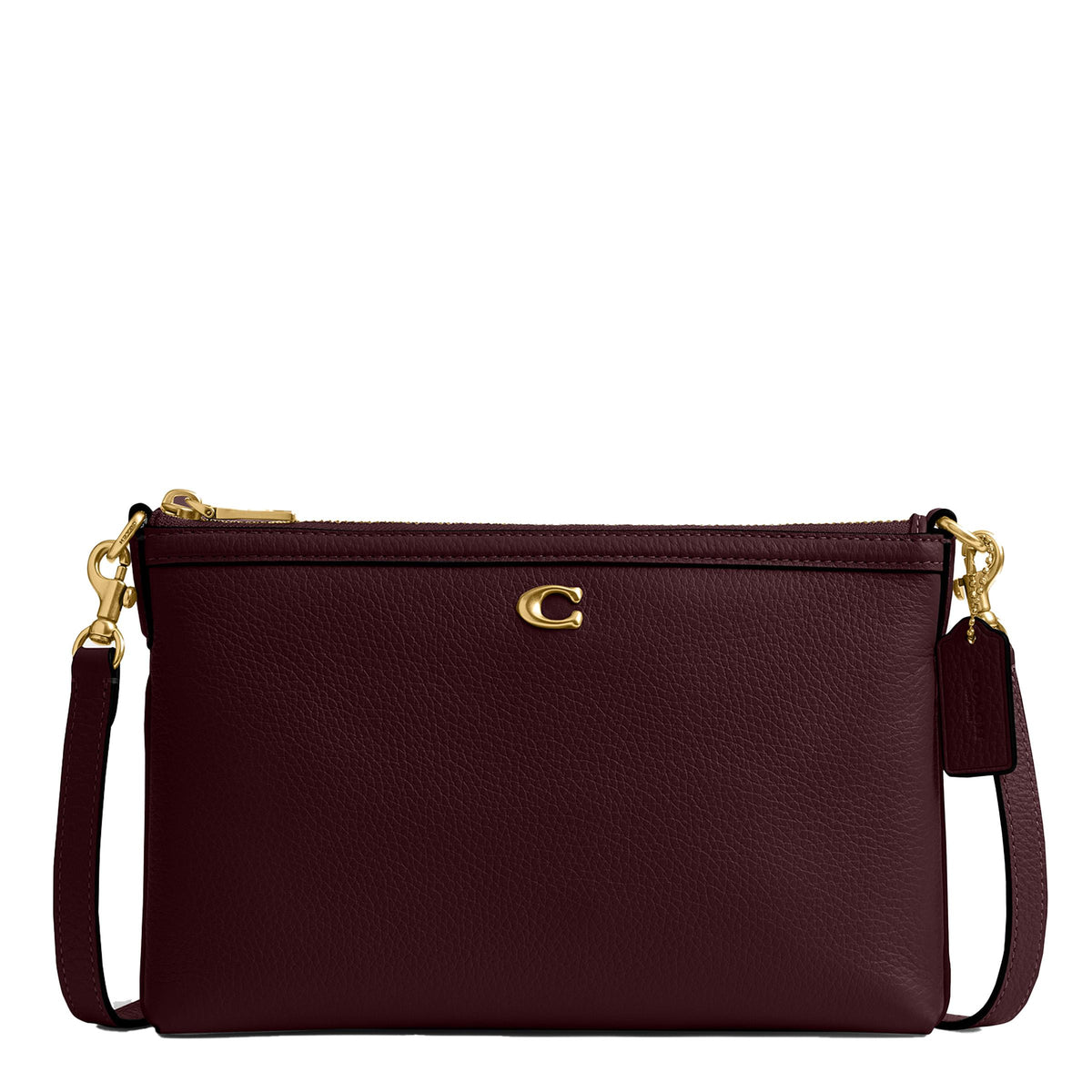 COACH Refined Pebble Leather Legacy Zip Top Crossbody - Merlot/Brass