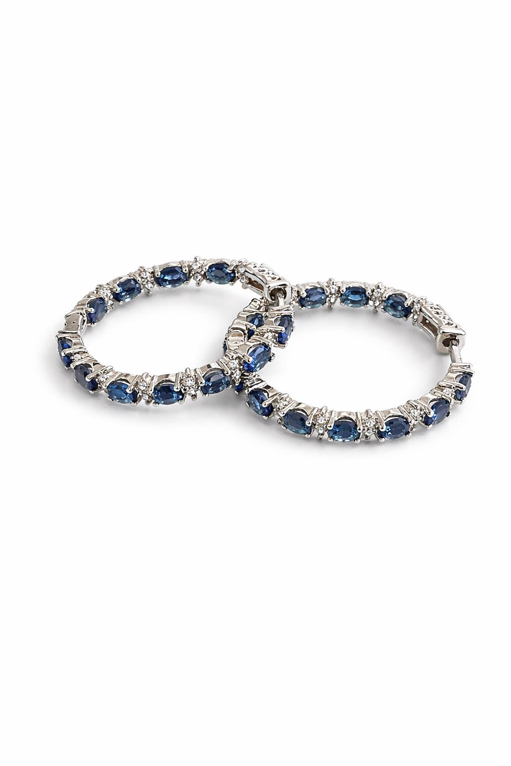 Completely Bella Blue Sapphire and Clear CZ Eternity Earrings