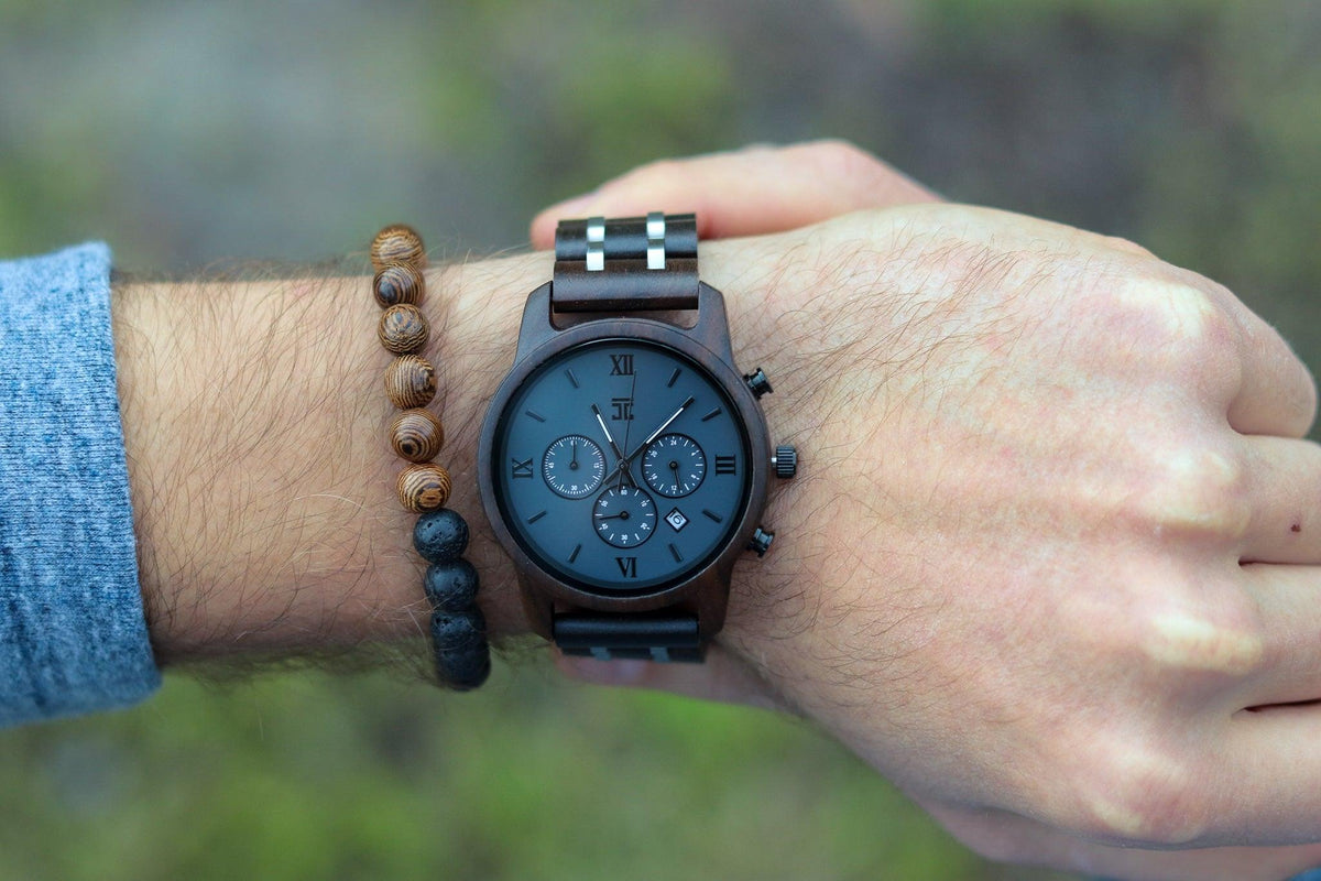Joycoast Silver Fox Black Sandalwood Chronograph Wooden Watch