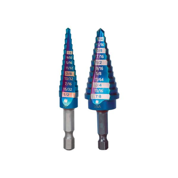 JS Products Spyder 2-Piece Mach Blue Hex Shank Step Drill Bit Set