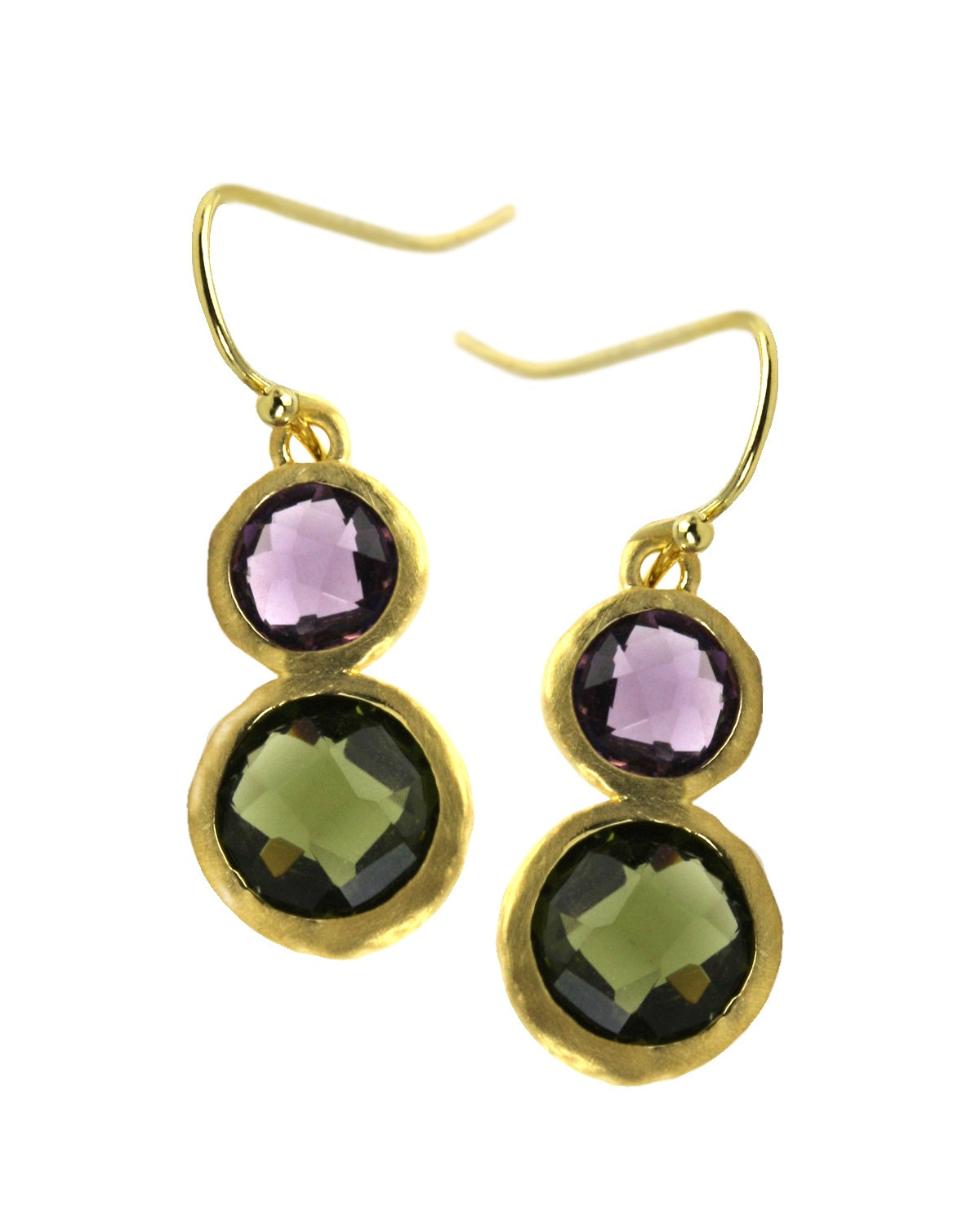 DKD Green and Purple Golden Drop Earrings