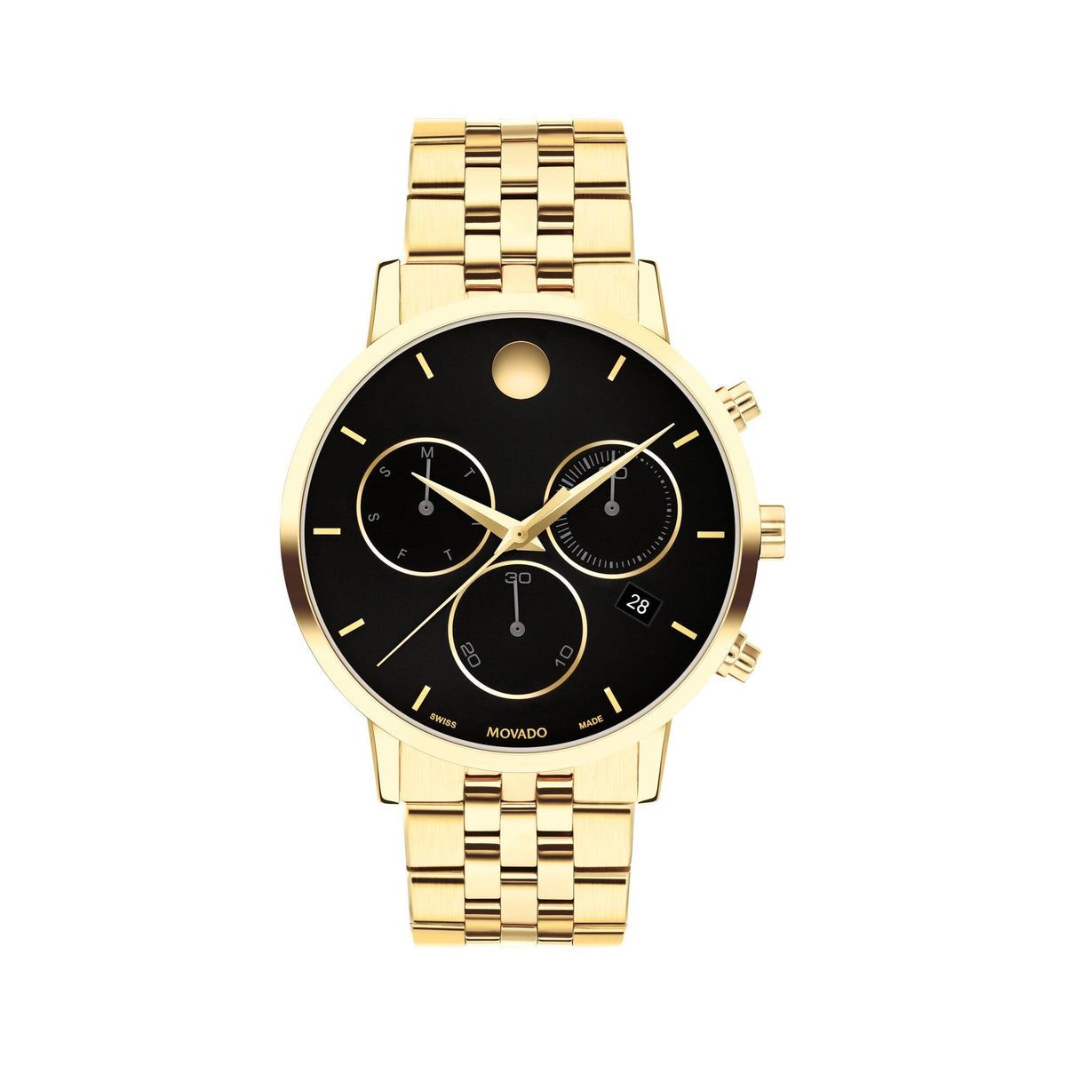 Movado Men's Museum Classic Chronograph Gold-Tone Stainless Steel Watch Black Dial
