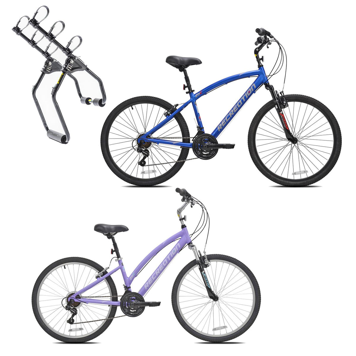Recreation Northway His and Her Comfort Bike plus Sentinel 3 Trunk Mount Bike Rack Package