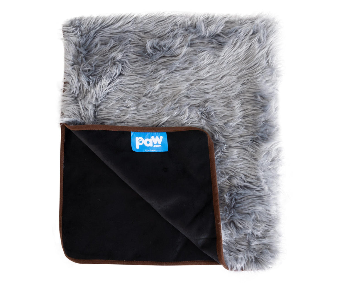 PAW PupProtector Waterproof Faux Fur Throw Blanket - Charcoal Grey - Large
