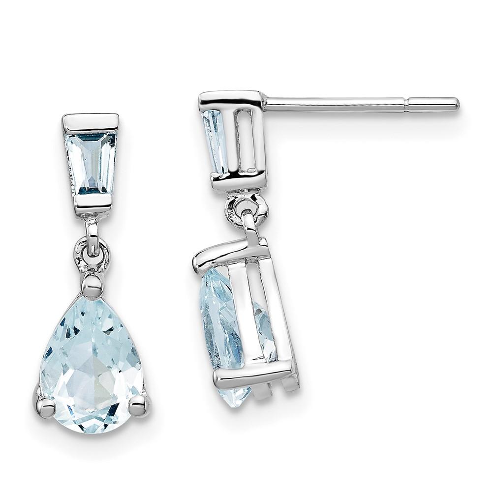 Distinctive 14k White Gold Aquamarine Dangle Earrings