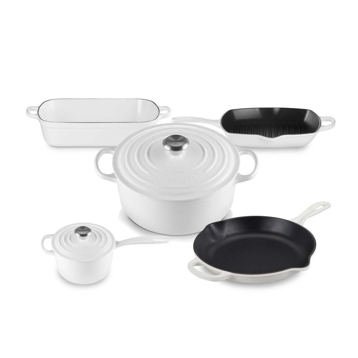 Le Creuset 7pc Signature Cast Iron Cookware Set White