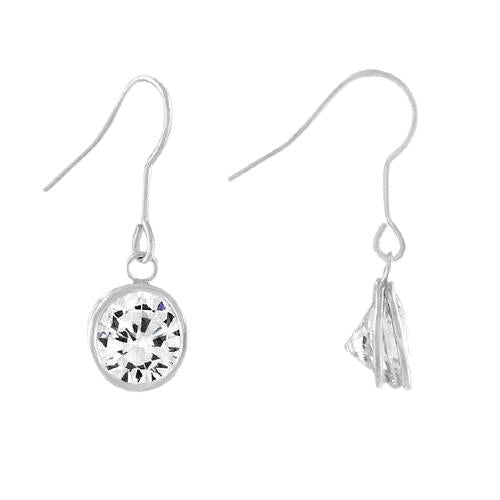 Completely Bella CZ Bezel Solitaire Dangle Earrings