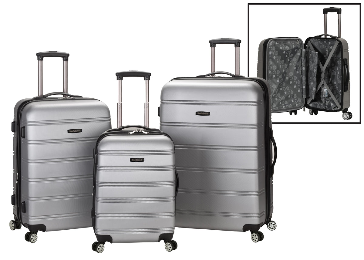 Rockland Luggage Melbourne, 3 pc. Molded Set - Silver