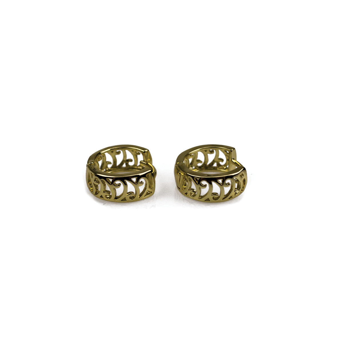 Completely Bella 18K Gold Plated Hinged Filigree Hoop Earrings