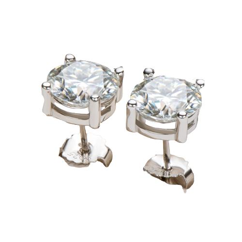Completely Bella Sterling Silver Round Cut 6 mm Moissanite Solo Stud Earrings