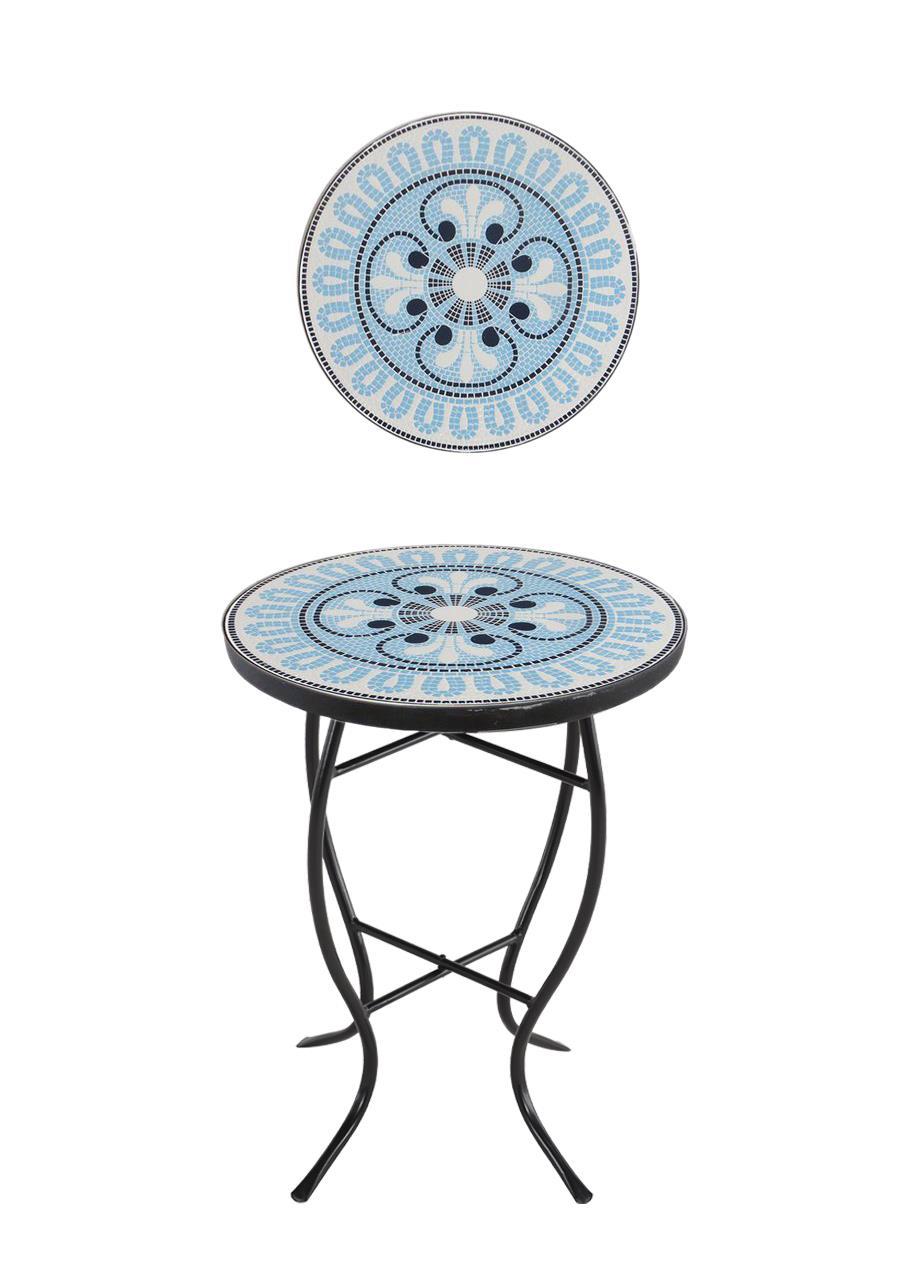 W Unlimited Mosaic Art Collection - Pansies Blue Accent Table - Light Blue