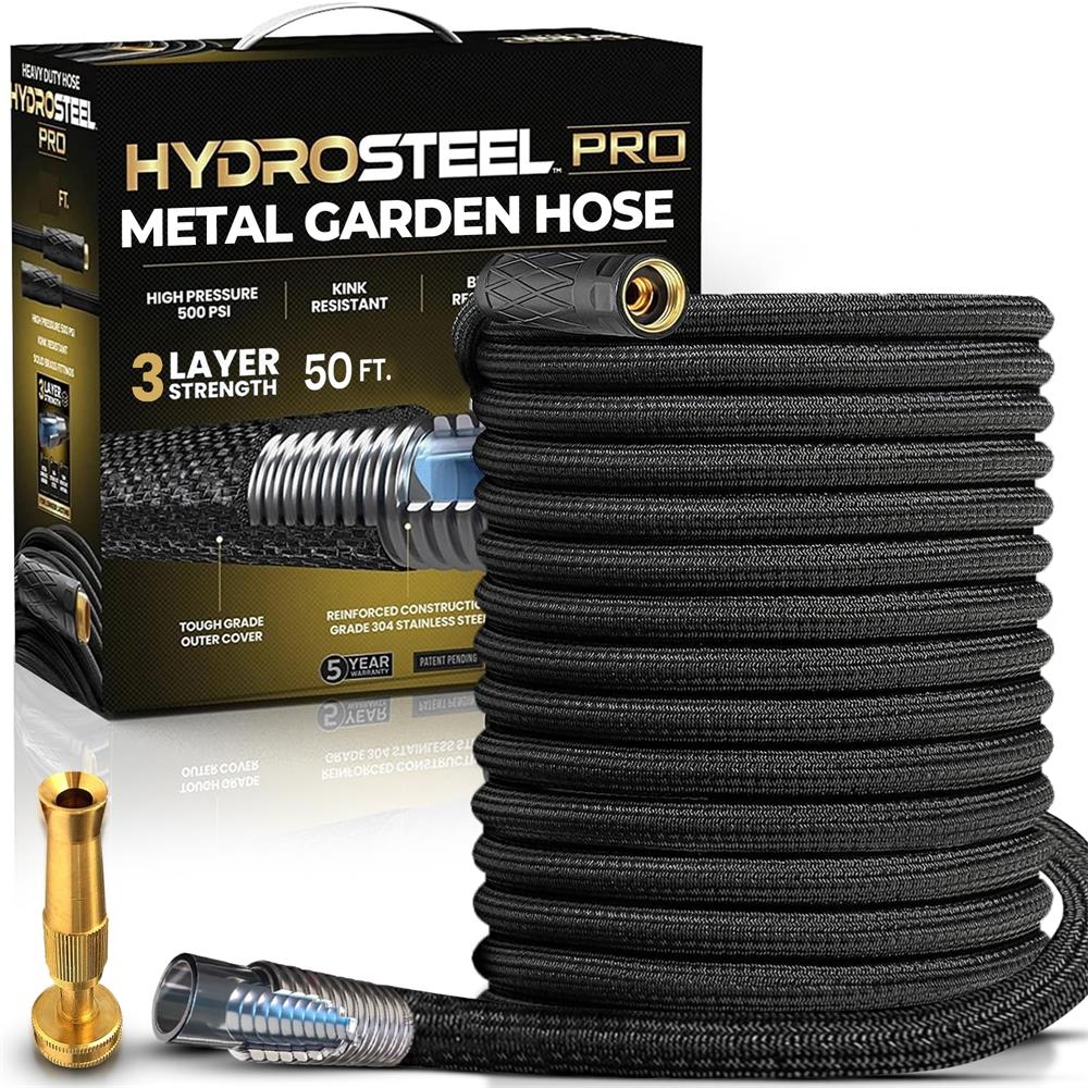 Hydrosteel Pro Steel Garden Hose Size 50 FT