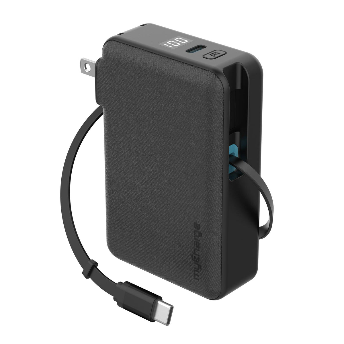 myCharge RetractaCharger 5K Power Bank w/ Retractable Cable & Wall Plug