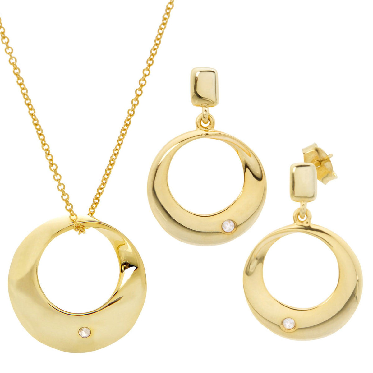 Jilco Diamond Earring & Necklace Set Gold