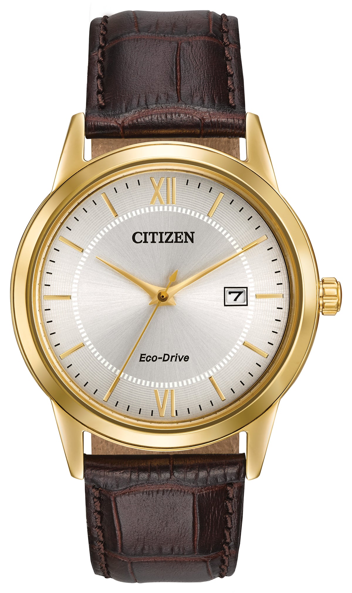 Citizen Watch Men's Classic Eco-Drive Leather Strap watch, Silver-Tone dial