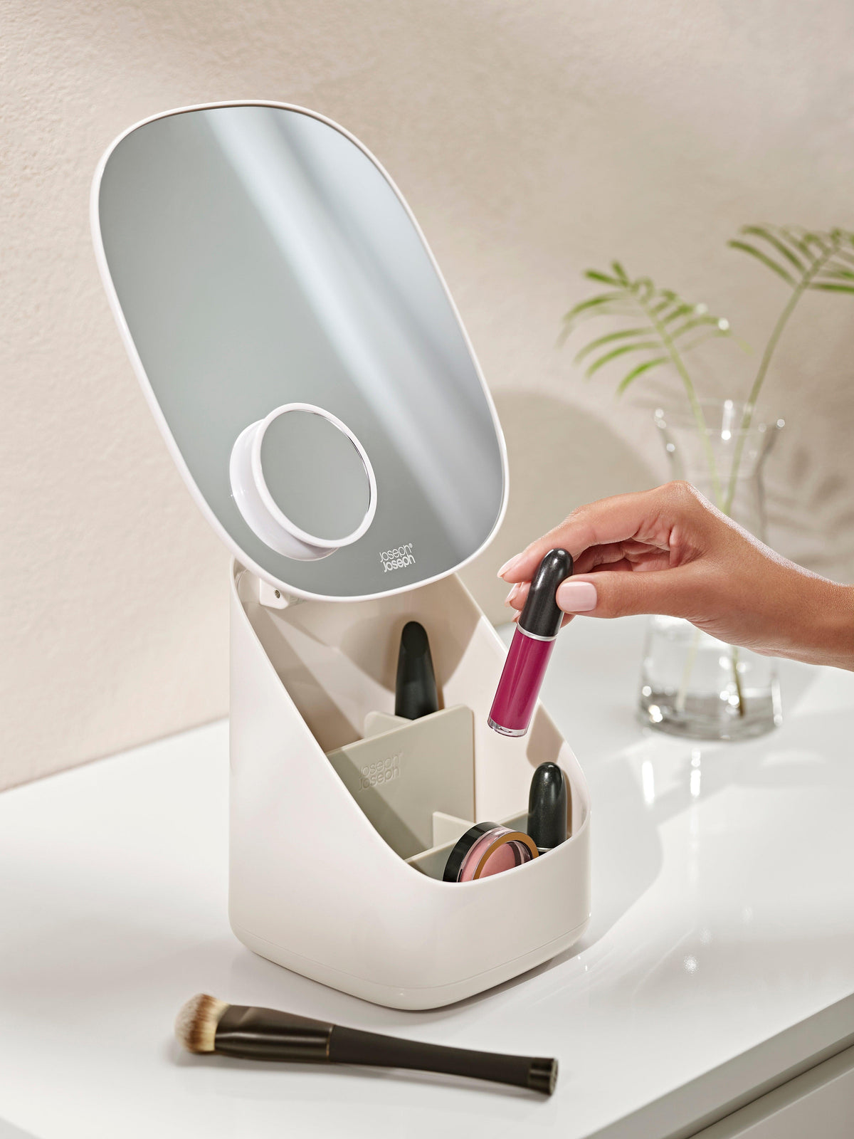 Joseph Joseph Viva Pedestal Mirror w/ Cosmetics Storage