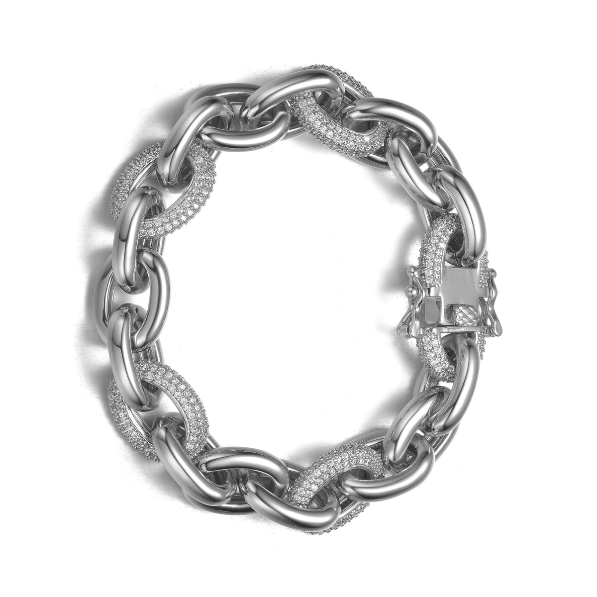 GENEVIVE Rhodium CZ Classic Chain Bracelet Size 8"