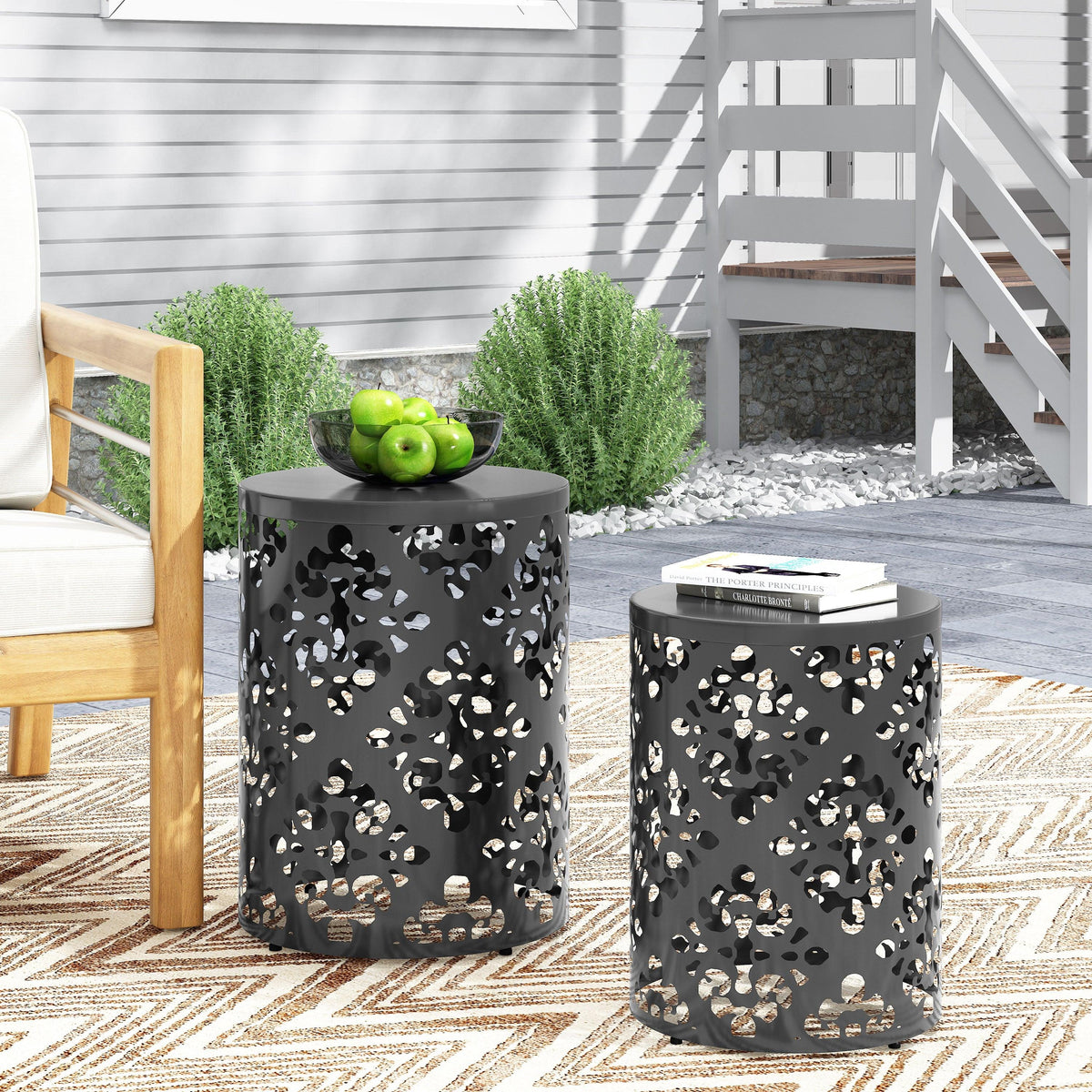 Stark Home Verdugo Outdoor Metal Side Tables, Set Of 2