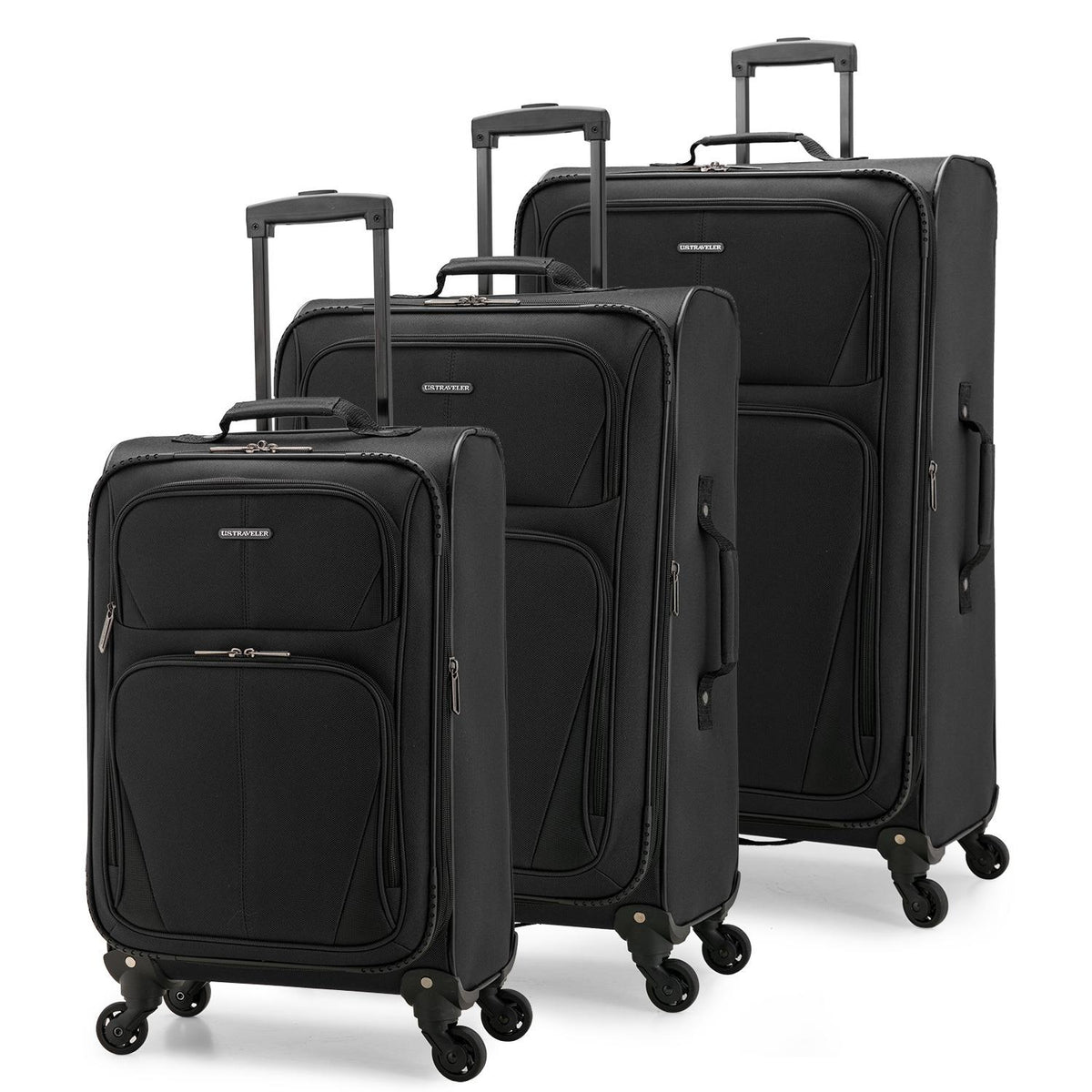 Traveler's Choice Key West Softside Expandable Spinners, 3 pc set, Black