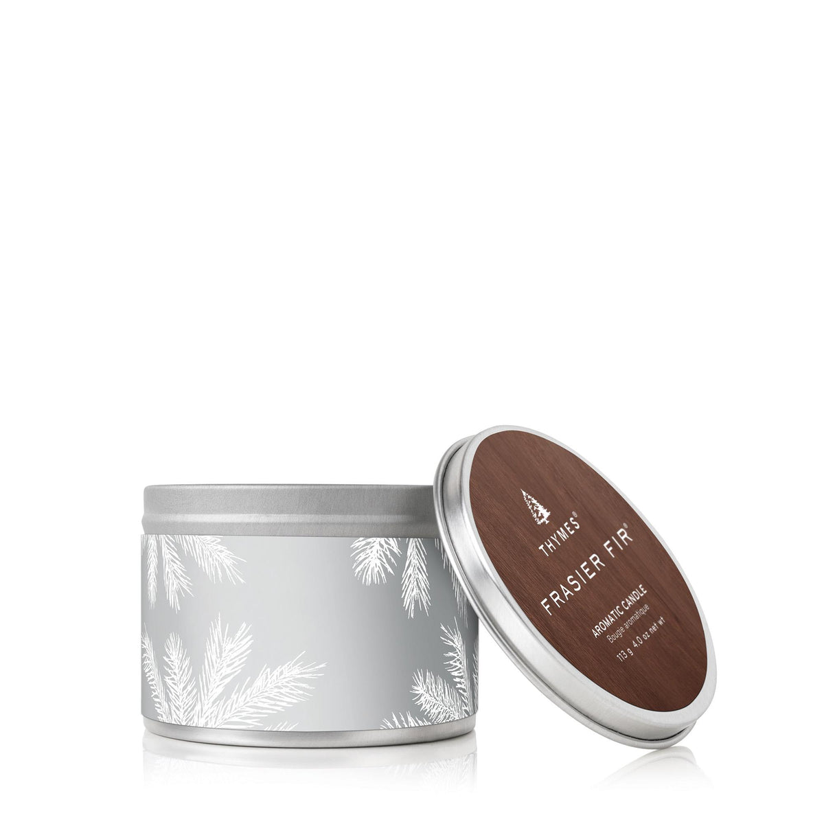 Thymes Frasier Fir Silver Candle Tin Size 4oz