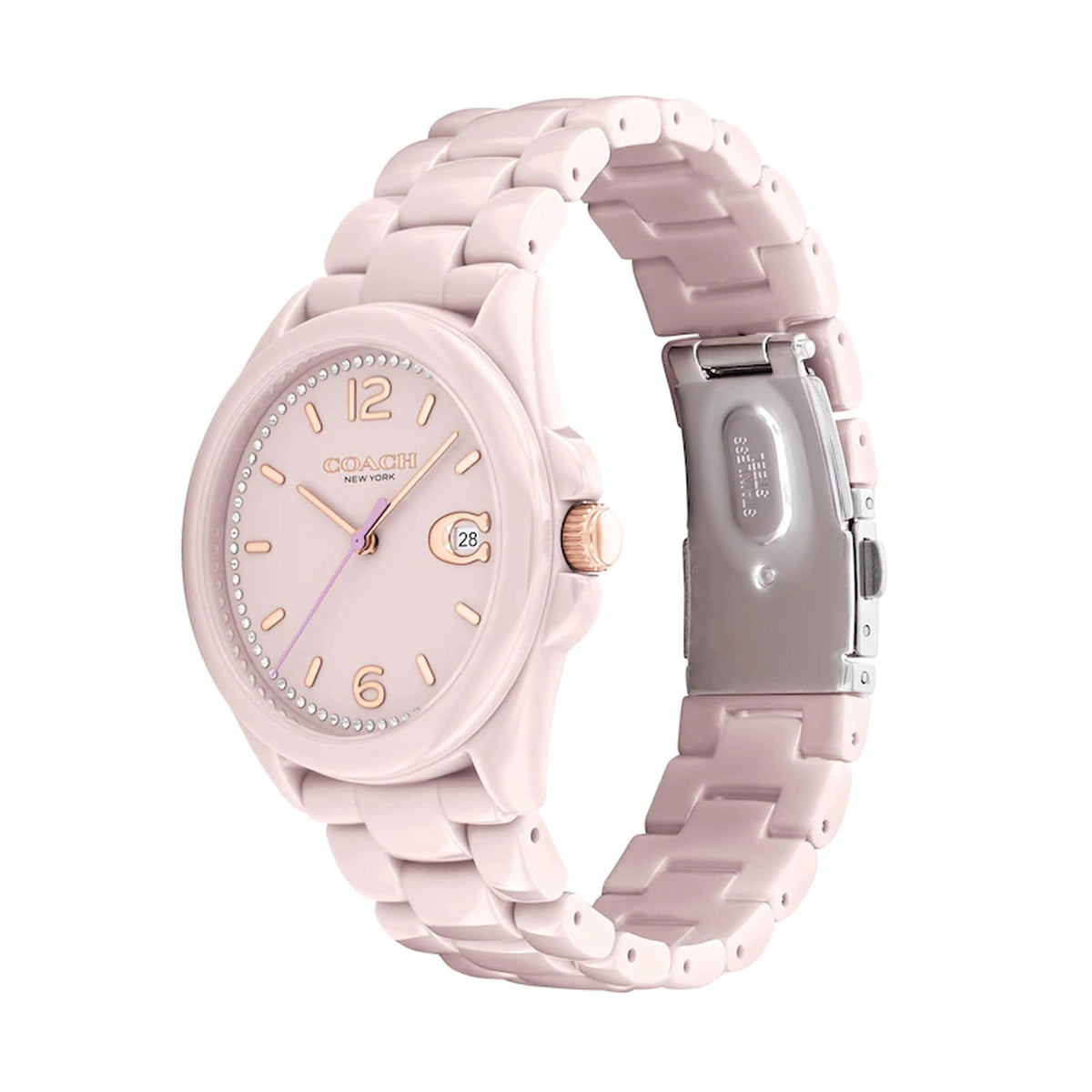 Coach Ladies Greyson Blush Pink Ceramic Watch Blush Pink Dial