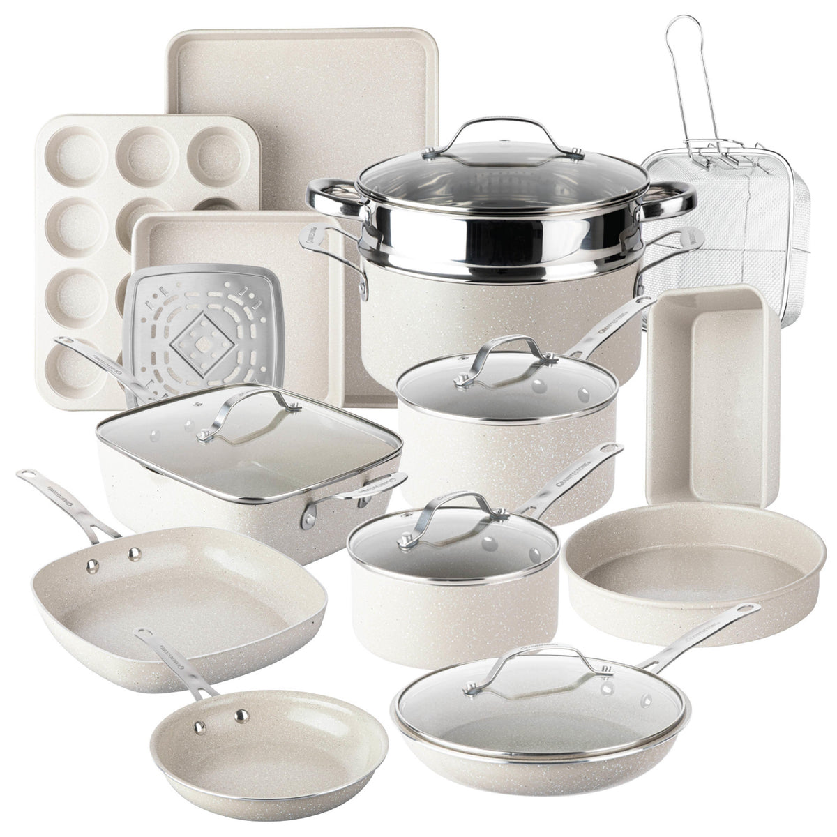 GraniteStone Cookware Ceraluxe Ceramic Cookware Set Size 20 Pieces