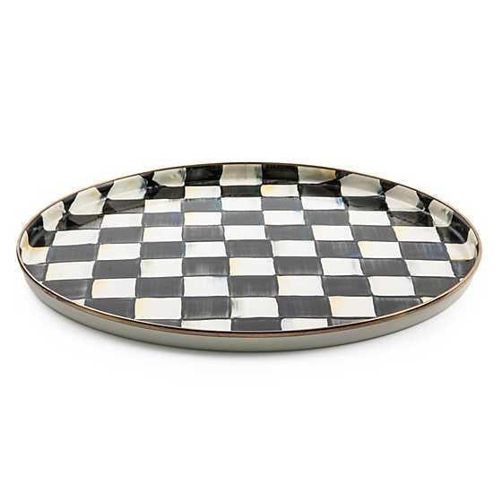 MacKenzie-Childs rosy check round tray