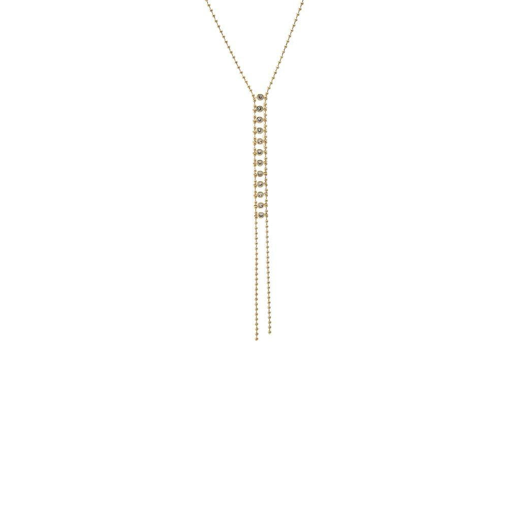 Adina Eden Beaded Ball Bezeled Lariat Necklace