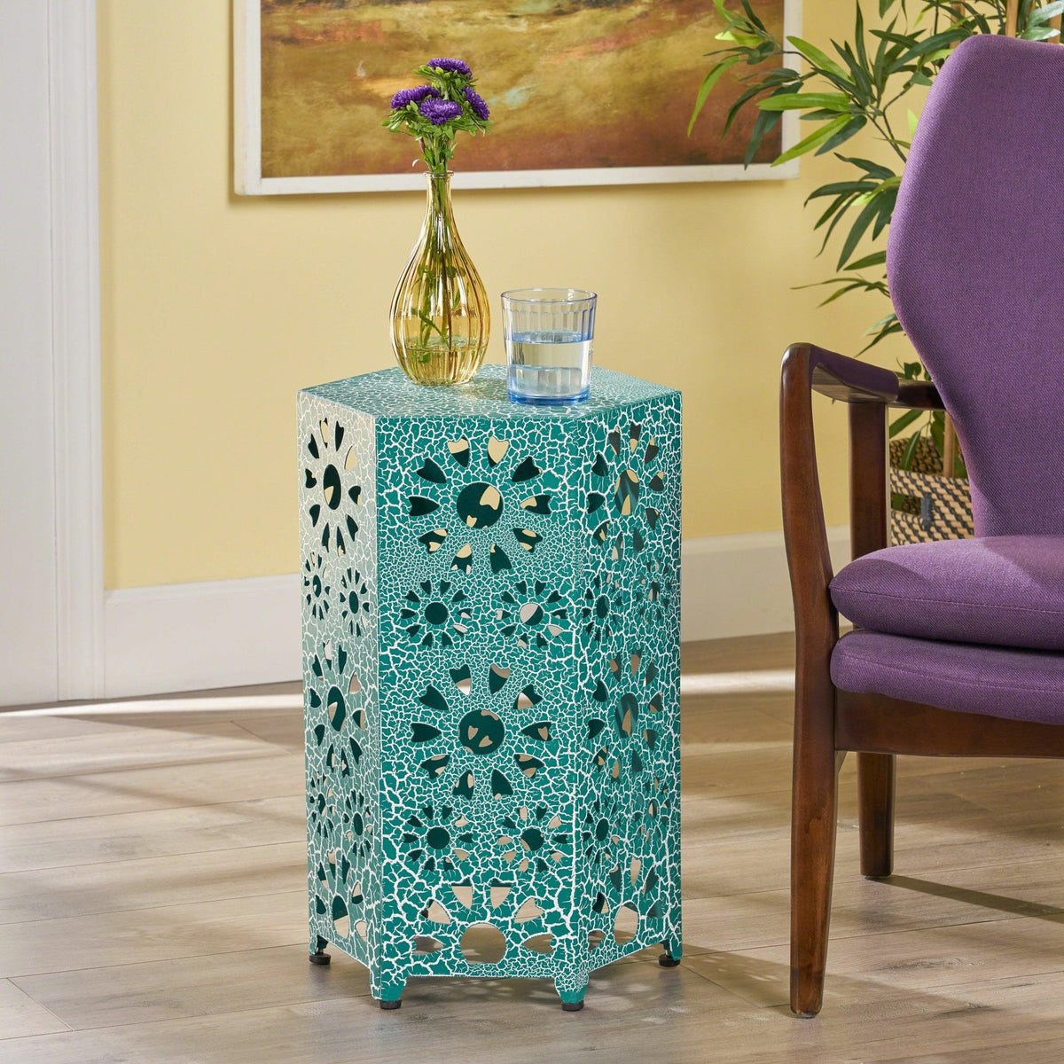 Stark Home Wanda Indoor 14" Sunburst Iron Side Table