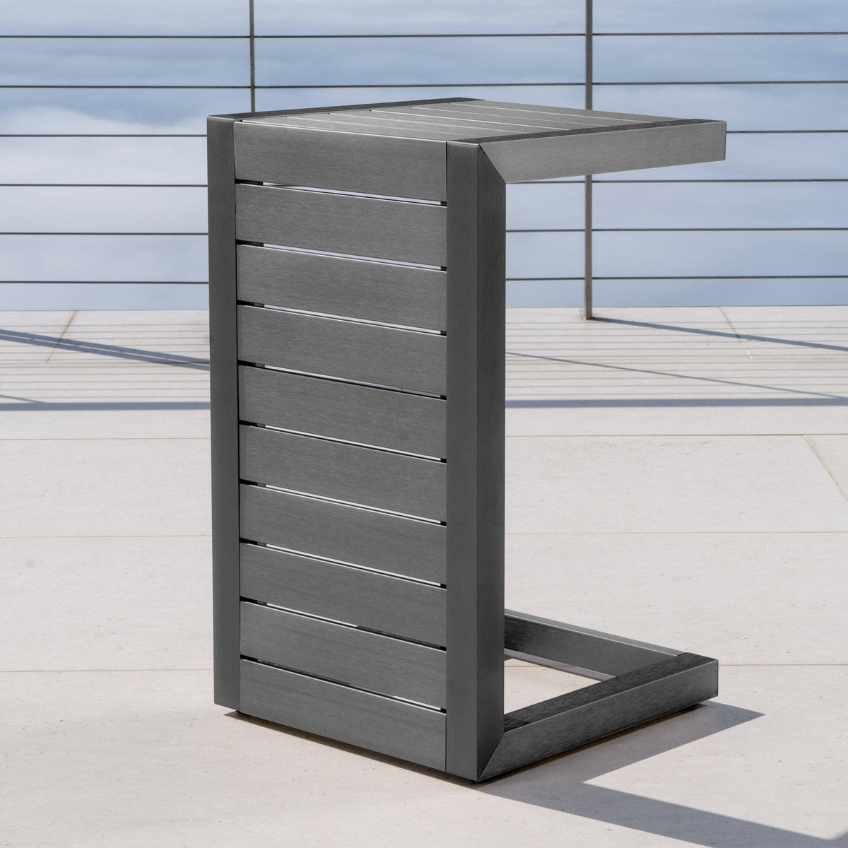 Stark Home Cape Coral Outdoor Aluminum C-Shaped Side Table
