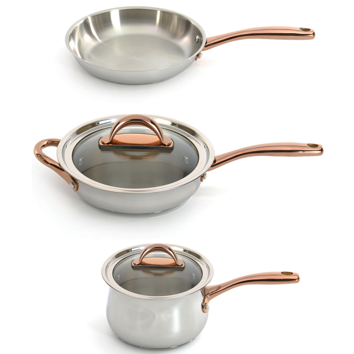 BergHOFF Ouro Gold 18/10 SS 4pc Starter Set/Glass Lids