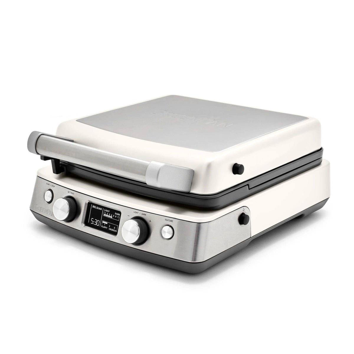 GreenPan Elite Ceramic Nonstick 4-Square Classic/Belgian Waffle Maker Cloud Cream